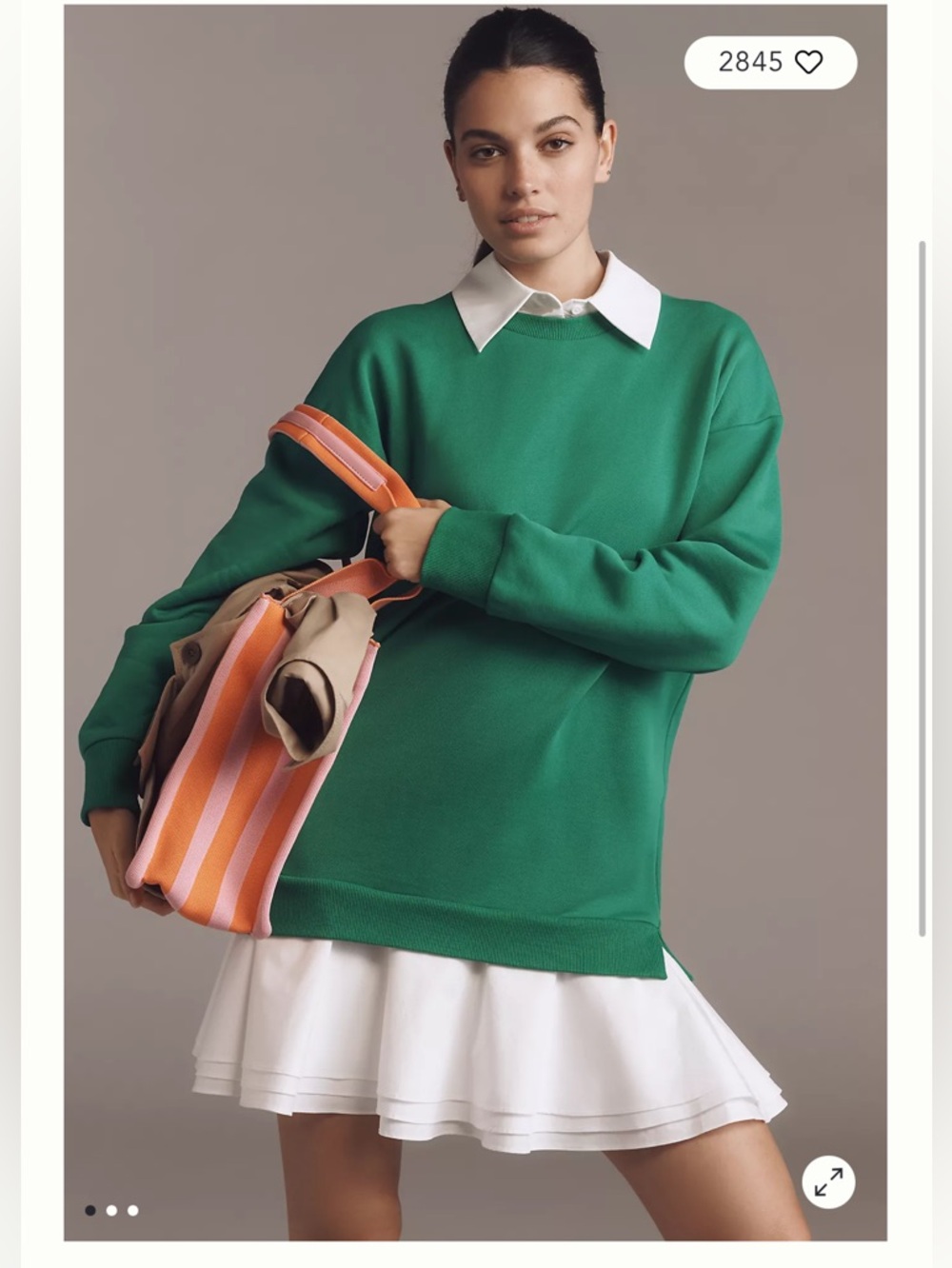 English Factory Green Mini Dress with White Collar